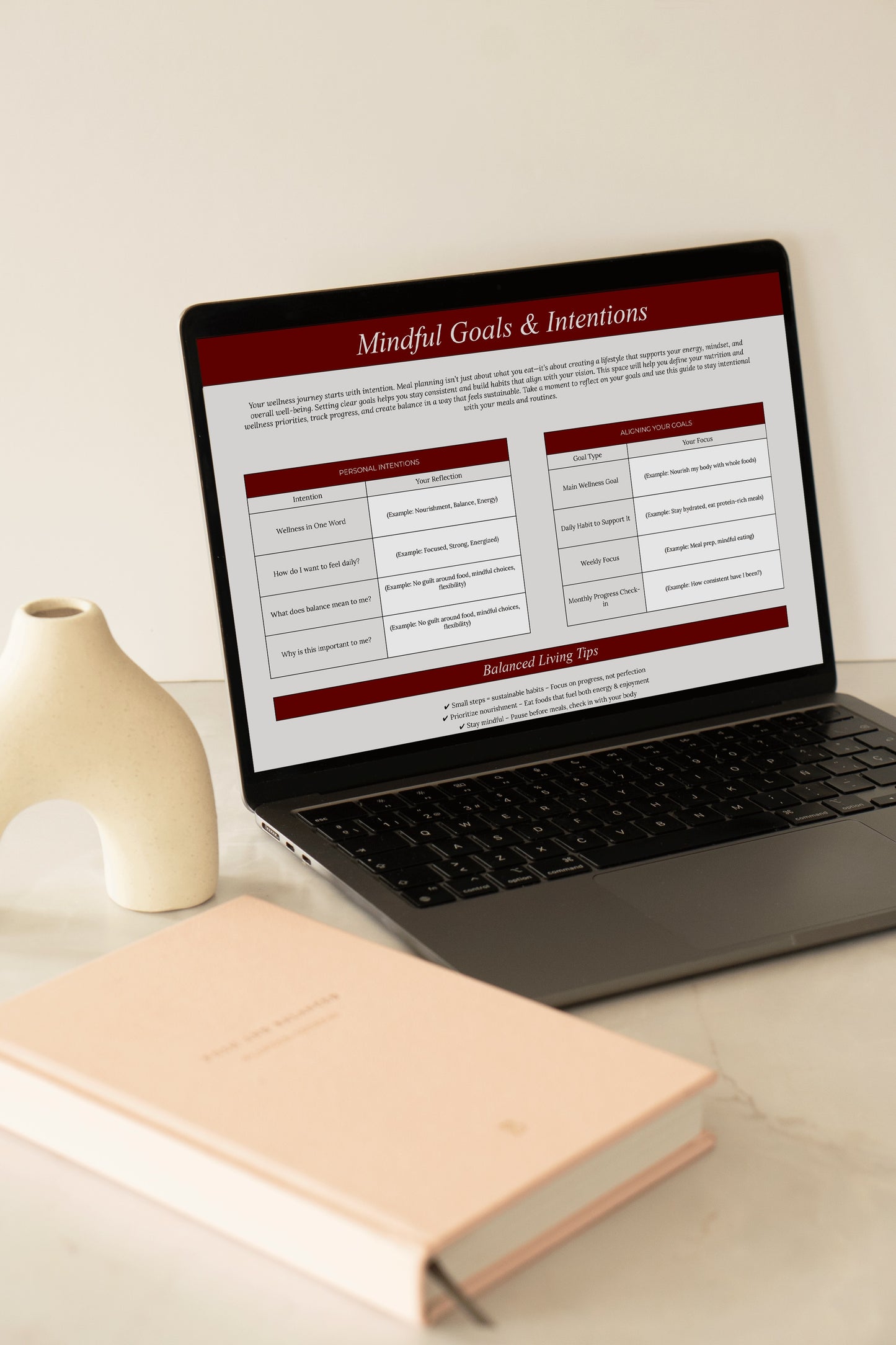 Digital Meal Planner & Calorie Tracker Template | Posh & Balanced